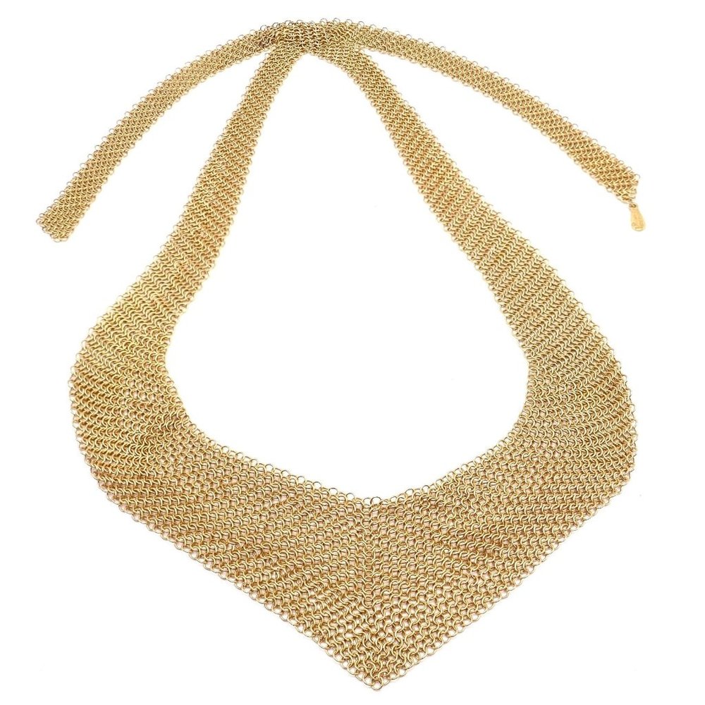 Vintage! Authentic Tiffany & Co Peretti 20k Yellow Gold Mesh Bib Scarf Necklace